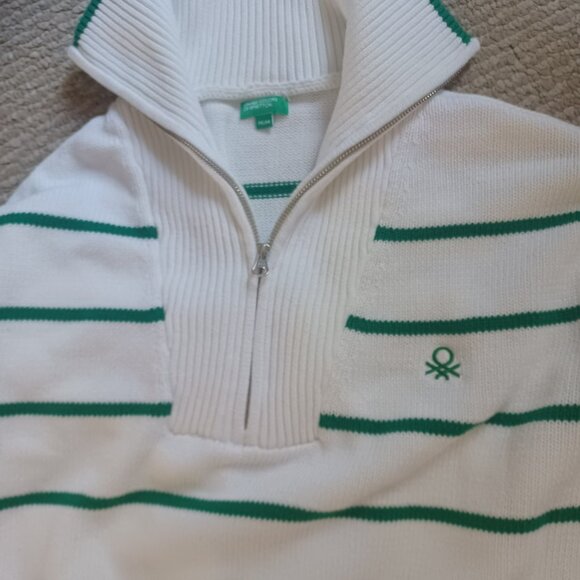 United Colors of Benetton Striped Zip Neck Sweater Women M - Picture 3 of 6